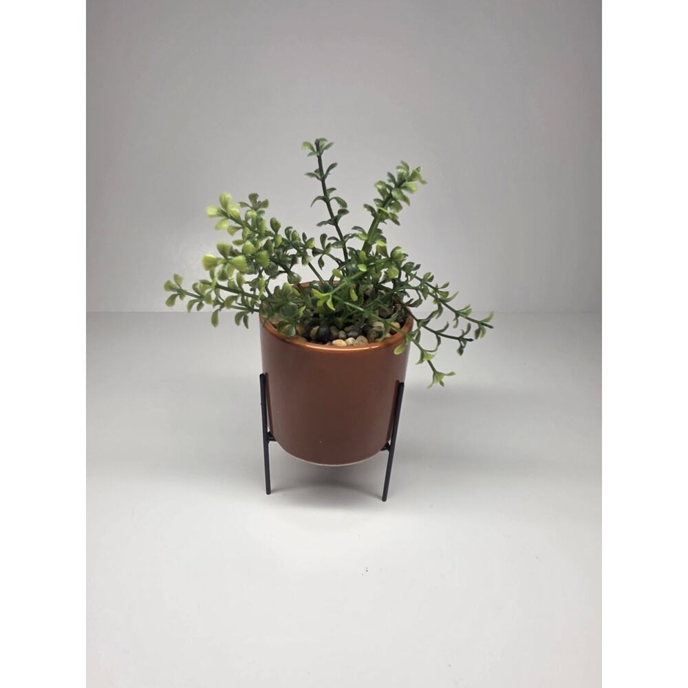 Artificial Potted Succulent Plant with Ceramic Planter And Metal Legs